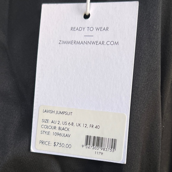 Zimmerman Black “Lavish Jumpsuit” Size AU 2 - Picture 14 of 15